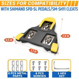 Chooee Road Bike Pedal Plates Cleats Compatible with Shimano, Bicycle Shoe Plates, Click Pedals Cleats, Durable, Non-Slip, High Performance Pedal Cleats for Road Bikes and Indoor Bikes (Yellow)