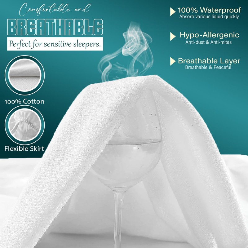 Sunshine Comforts Terry Cotton Kingsize Mattress Protectors King Size-Non-Allergenic &