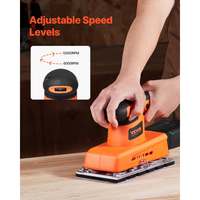 VEVOR Sheet Sander, 1/2 Sheet 2.5A Electric Sander for Woodworking,