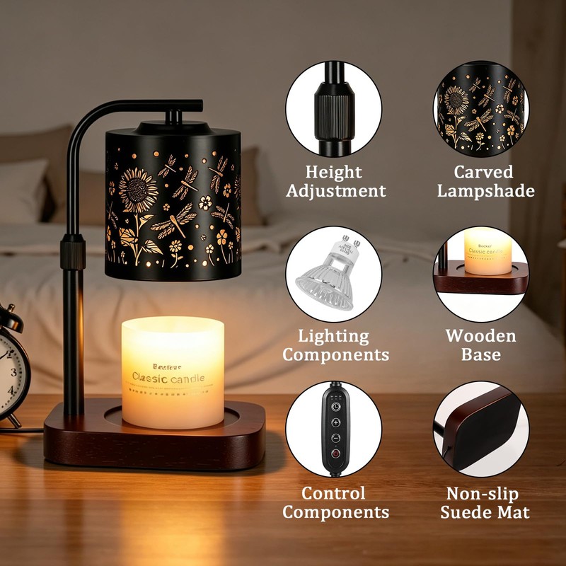 WIHTU Candle Warmer Lamp with Timer & Dimmer Dragonfly for