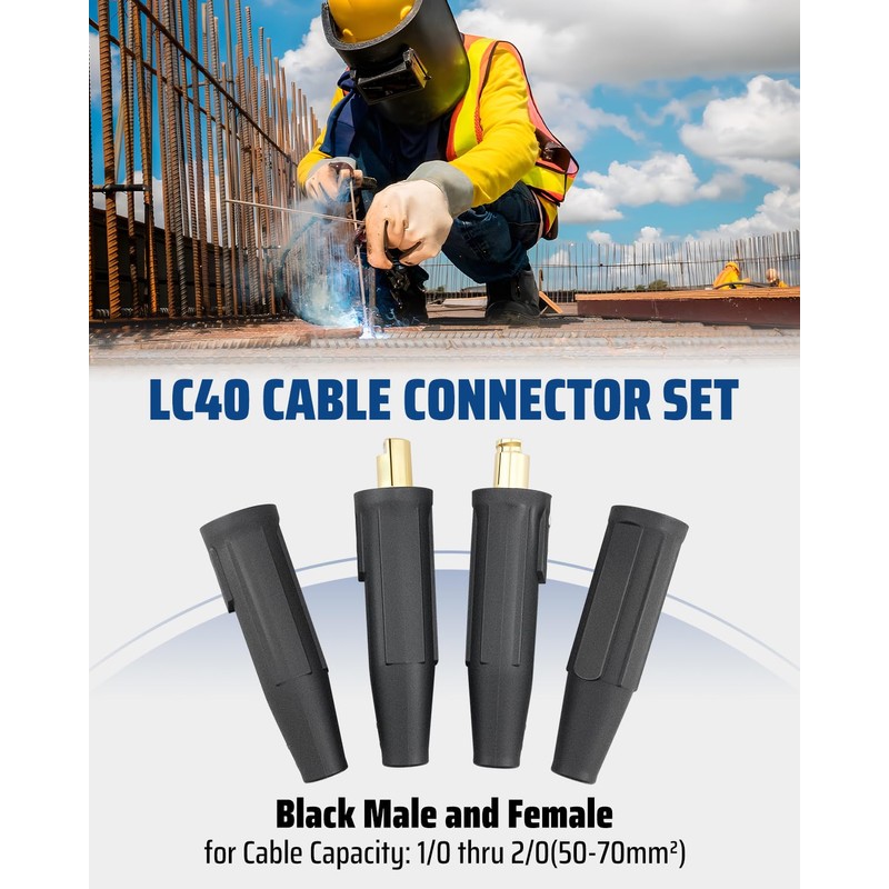 2 Pack LC-40 Welding Lead Quick Connector Fit for MIG/TIG/Stick