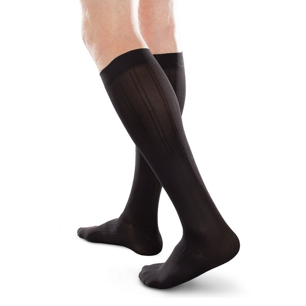 Ease Opaque Men's Trouser Socks with Mild (15-20mmHg) Compression (Black, XL Long)