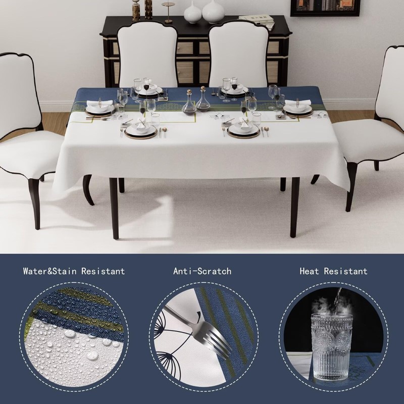 Rectangular Waterproof PVC Tablecloth, Tablecloth for Dining Room, Garden, Party,