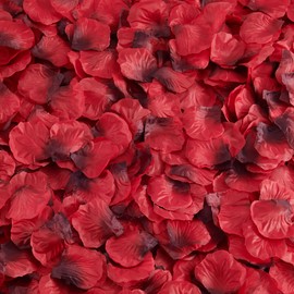 Elements Artificial Rose Petals, Fake Poly- Silk Flower Petals for Romantic Night, Wedding, Party, Events, Valentine Day, Decoration, 2200 Piece, Bulk 2-Tone Red
