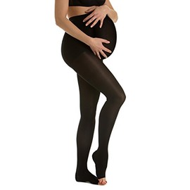 Relaxsan M2190A (Black, Sz.1) Soft microfibre open-toe medical compression maternity tights - Class 2 (23-32 mmHg)