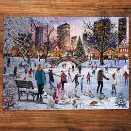 Gibsons Games Christmas in Central Park 1000 Piece Jigsaw Puzzle – Made in America – Festive New York Holiday Scene – Sustainable Puzzle for Adults & Teens