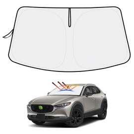 Mozan Mazda CX-30 DM Series Sunshade with Steering Wheel Sunshade Cover, Front Windshield Sunshade for DMEP/DM8P/DMFP Models, October 2019 to Current Model, Car Sunshade, UV Protection, Sunshade