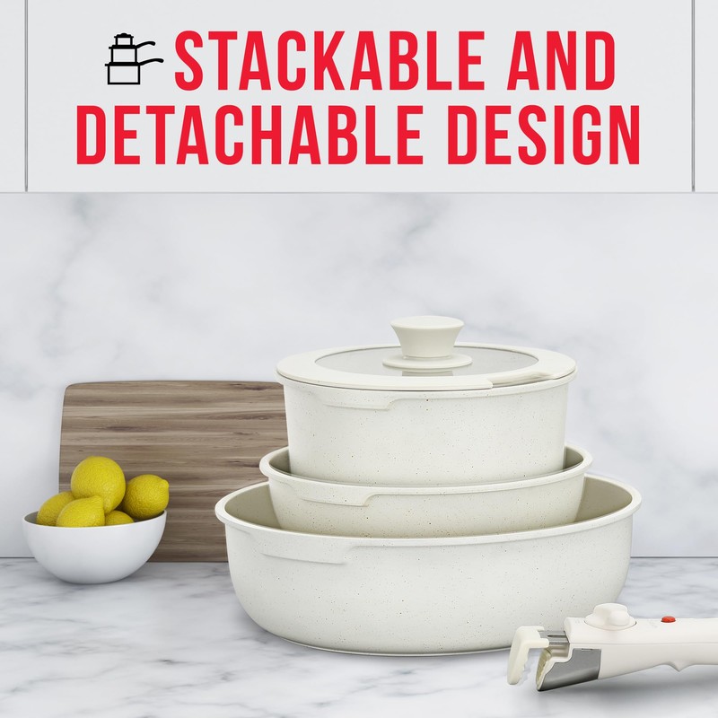 Bakken-Swiss Detachable 15-Piece Cookware Set – Granite Non-Stick – Eco-Friendly