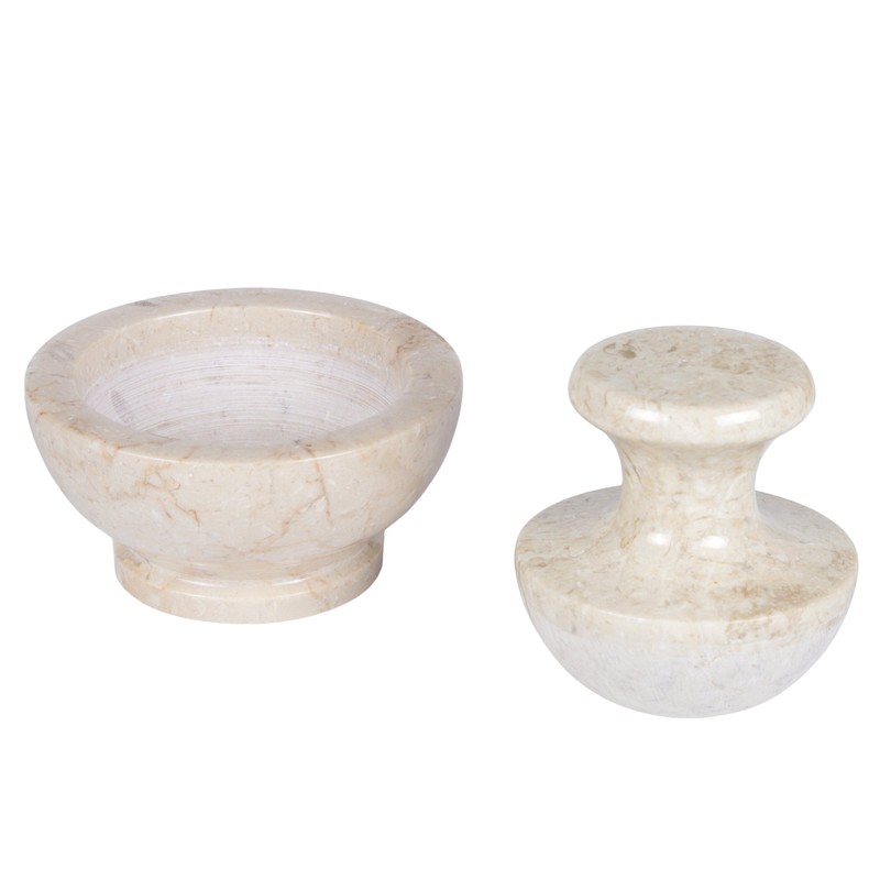 Creative Home Natural Champagne Marble Spice Grinder, Mortar and Pestle