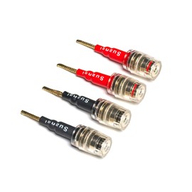 Suanqi Flex Pin Banana Plugs to 4mm Female Banana Jack Speaker Audio Adapter for Spring Loaded Terminals Amplifier Speaker Sound Systems 4Pack (Flex -Type to 4mm Female).
