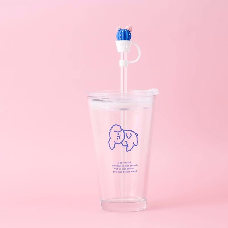 TEONEI Cactus Shape Straw Covers Caps,Straw Tip Covers,Reusable Drinking Straws