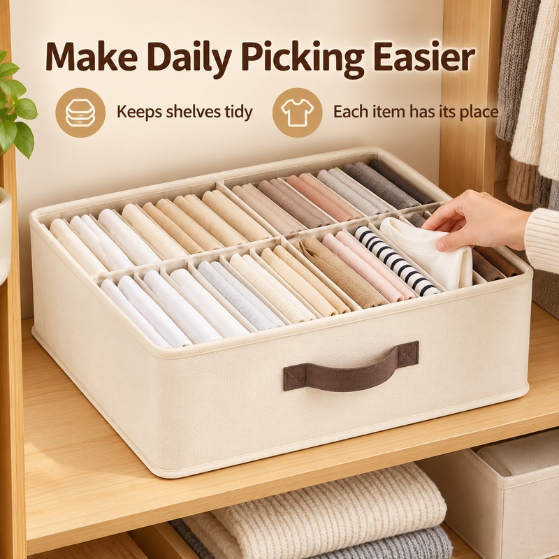 Foldable Wardrobe Organizer for Clothes & Pants – 16/24-Grid Storage