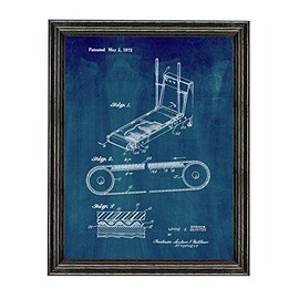 Exercise Treadmill Patent Art Midnight Blue Print in a Black Wood Frame (11" x 14") M12353