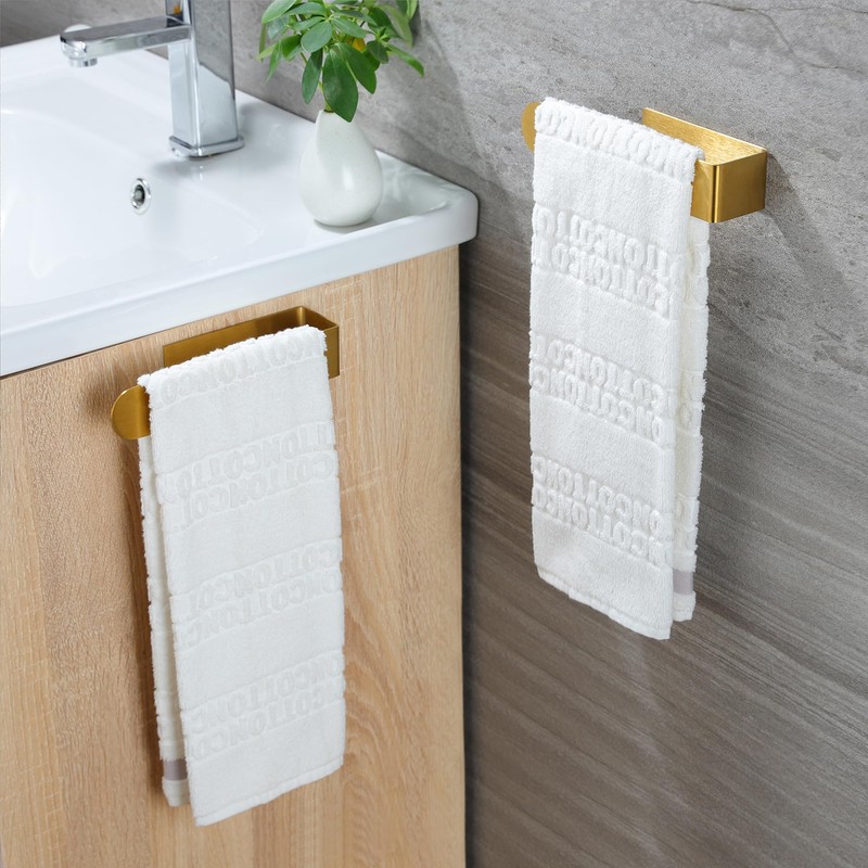 Taozun Adhesive Towel Rack/Hand Towel Holder, Gold Towel Holder for
