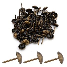 MroMax Upholstery Nails Tacks 0.43" Head Dia Iron Vintage Style Metal Round Thumb Push Pins 0.67" Height for Furniture Decoration Chair Hardware Cork Board Sofa Headboards Bronze Tone 200Pcs
