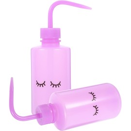 2 Piezas Botella Limpiadora de Pestañas 250ml Pe Boquilla Curva Púrpura, Punta Estrecha y Flexible, Uso para Tatuaje y Riego, Ligera y Fácil de Limpiar
