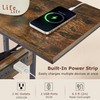 VECELO C-Shaped End Side Table with Charging Station & 2