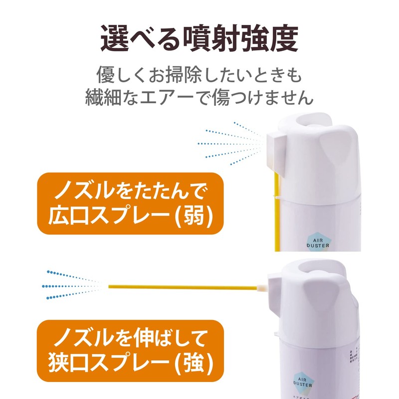 エレコム エアダスター 逆さ使用OK 390ml ECO (フロンガス不使用) 広域・ポイント噴射2WAY ノンフロンタイプ AD-ECO2WAY
