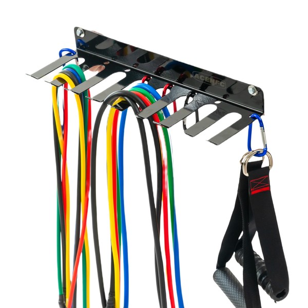 Wall-Mounted Gym Organizer, Barbell Holder Wall Mount, Resistance Band Storage