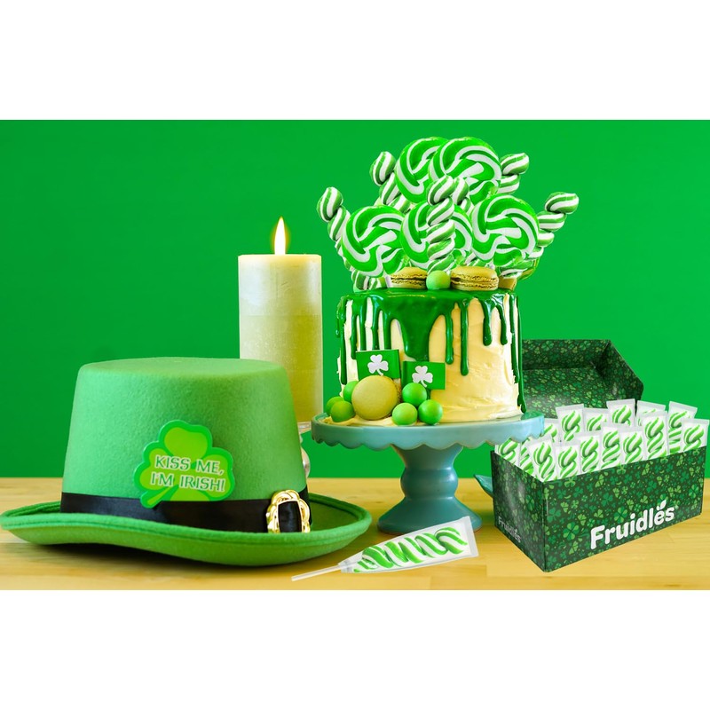 Fruidles St. Patrick's Day Twist Lollipops, Party Favor Box, Individually