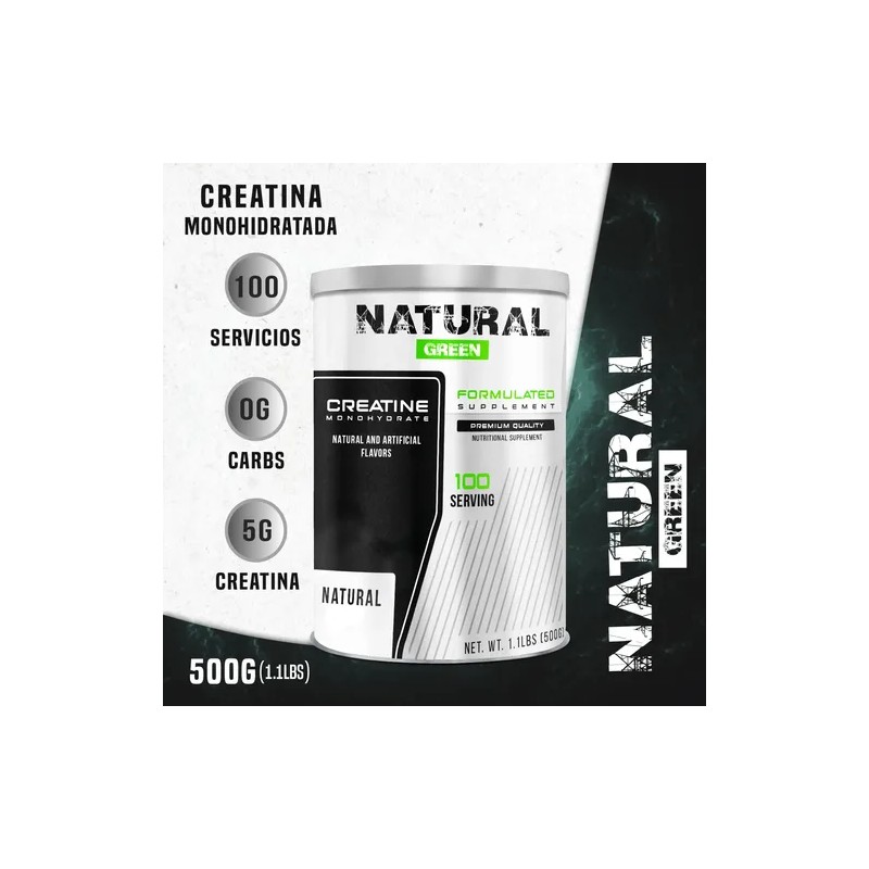5 Pz Creatina Monohidratada Natural Green 500g 100 Servicios