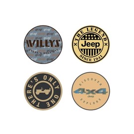 Jeep Sticker 4-Pack Willys There's Only One, The Legend, There's Only One 4x4 Discover Explore 4" Round Premium Vinyl Stickers