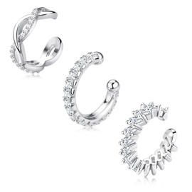 Dochais Ear Cuffs Non-Piercing Earrings for Women Cute Small Clip-On Cartilage Earring 14k Gold Plated Dainty Fake Piercings Earings Silver Style1