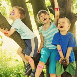 8Sheet - 110PCS Pink Bow Temporary Tattoos for Kids – Cartoon Fake Tattoos Stickers for Birthday Party Favors, Gifts, DIY Decoration & Fun Activities – Waterproof & Skin-Safe