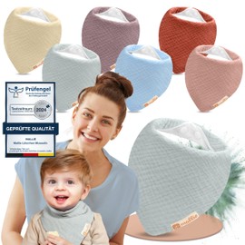 Mallie® Muslin Baby Bibs Set of 6 or 8 | As Bibs, Triangular Scarf Baby, Baby Bib | Muslin Neckerchief Baby, Muslin Scarves Baby and Baby Bibs | Drool Bibs Baby Neckerchiefs Baby, Set of 6 - Summer