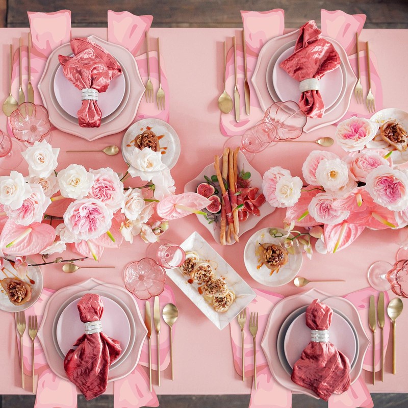 Tinlade 50 Pack Disposable Bow Placemats Coquette Bow Table Mats