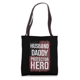 Husband Daddy Protector Hero American Flag Gift Tote Bag