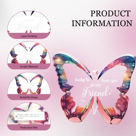 Beautiful Butterfly Acrylic Plaque – Colorful Transparent Friendship Gift for Women, Best Friends, or Her – Thoughtful Birthday, Holiday, or Valentine’s Gift for Female, Bestie, or Special Someone