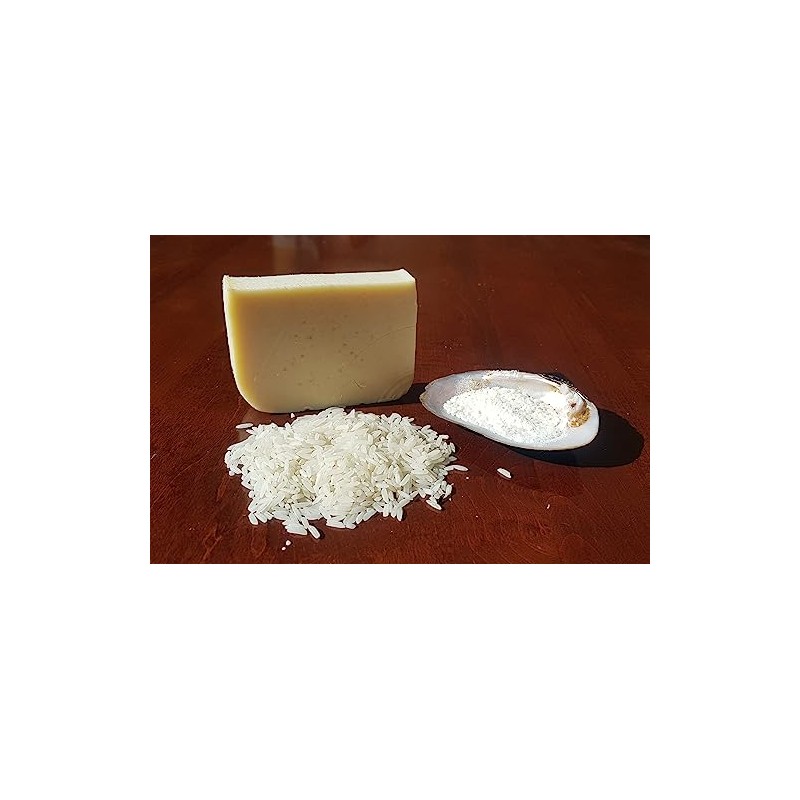 KIT 4 JABON ARTESANAL ARROZ Y CONCHA NACAR EN BARRA