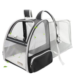 Texsens Cat Backpack - Expandable Pet Carrier for Medium Cats and Small Dogs up to 17 lbs - Breathable, Collapsible & Soft Cat Travel Bag for Outdoor Hiking (Black)