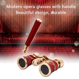 Opera Binoculars, Glasses Telescope 3 x 25 Theatre Glasses Binoculars Concert Portable Compact Lightweight with Handle for Adults Children Women Girls in Musical (Red)