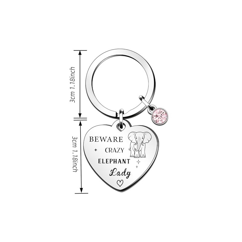 QMVMV Funny Elephant Keyring Gifts Animal Lover Gift Beware Crazy