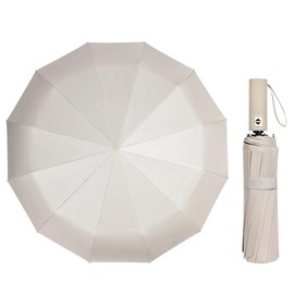 Aolso Strong Windproof Automatic Umbrellas, 24 Strong Ribs Umbrella, 99% UV Protection, One Button Auto Open and Close, Compact Travel Umbrella, Portable Folding Umbrella for Men and Women(Beige)