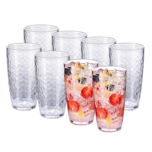 ZAINCA 20-ounce Plastic Tumblers, Acrylic Drinking Glasses High-Balls, set of