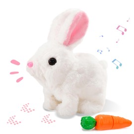 NHYDZSZ Bouncing Rabbit, Interactive Toy Rabbit with Sound Movements, Animated Walking, Wiggling Ears, Twitching Nose, Easter Plush Rabbit, Talking Rabbit for Easter Gifts