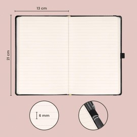 NOTIQUE Lined Notebook with Elastic Band, 13 x 21 cm, Approx. A5, Designer Hardcover Notebook, Notepad, Journal, Diary for Adults, Women (Elegant)
