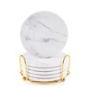 White Coasters,Geichan Coasters Set of 6, Ceramic Marble Coaster with