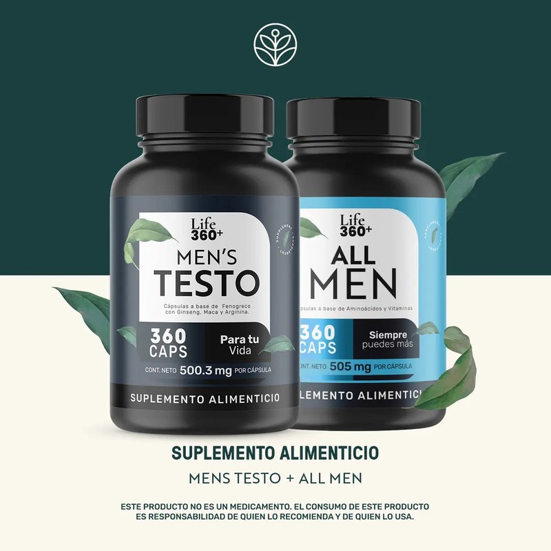 Set de Suplementos Testosterona y Multivitamínico Para Hombre 360 Cápsulas