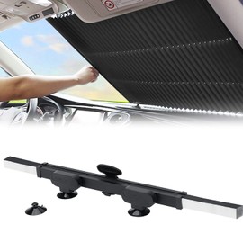 2PCS Retractable Car Sun Shades - Accordion Foldable Windshield Sunshade Blocks 99% UV Rays, Keep Cool, Large Size Sunscreen for Maximum Protection, Prevents Interior Sun Damage - Fits Various Models