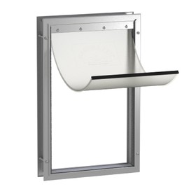 Hakuna Pets Deluxe Aluminum Pet, Cat and Dog Door with 2-Way Locking Panel for Screens, Doors and Walls up to 2.8" Thick, X-Large, Silver