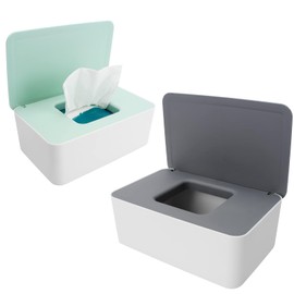 Anruyi Wipes Dispenser, 2Pcs Wet Wipes Storage Box with Lid Plastic Dustproof Tissue Storage Box Case for Toilet Bathroom Kitchen and Office