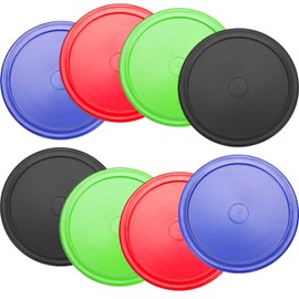 Gejoy 8 Pcs 2.5 Inch Air Hockeys Pucks Replacement Multicolor Round Pucks for Air Hockeys Game Tables Equipment Accessories,7 Grams(Red, Green, Blue, Black,2.5 Inch)