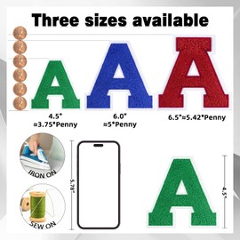 QianSiLi 4.5 Inch Chenille Iron On Letters for Clothes Varsity Letter Patches Embroidered Patch Iron On Patches for Clothing Jacket/Hoodie/Varsity (Green,F)