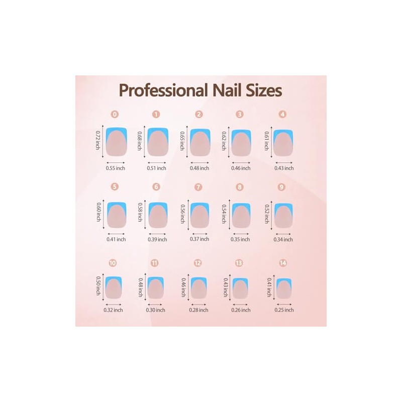 Misssix XBASICTIPS Uñas postizas francesas, 150 unidades, uñas postizas de