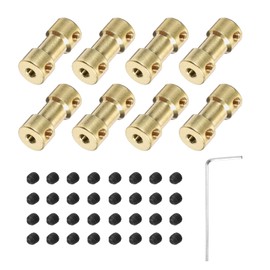 QUARKZMAN 8pcs 3.17mm to 4mm Brass Shaft Coupling Connector with Screws and Hex Wrench Flexible Motor Shaft Coupling for Car Tire Shaft Motor