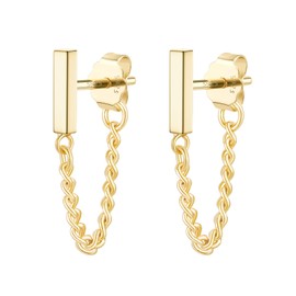 JIAYIQI 925 Sterling Silver Stud Earrings Simple Mini Bar Circle Dot Heart Star Lightning Bolt Stud Earrings 14K Gold Plated Cartilage Earrings Studs for Women Men Hypoallergenic Jewelry, Sterling